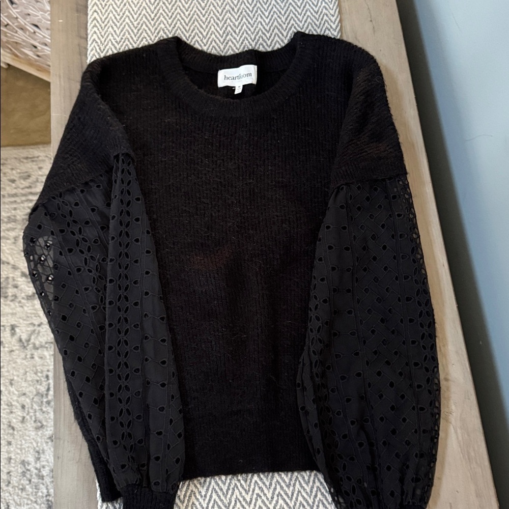 Heartloom Black Lace Sleeve Sweater - Picture 5 of 8